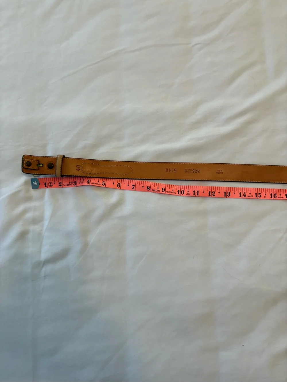 SAS Genuine Leather Belt in Tan with Dark Edge 40 Brass Buckle